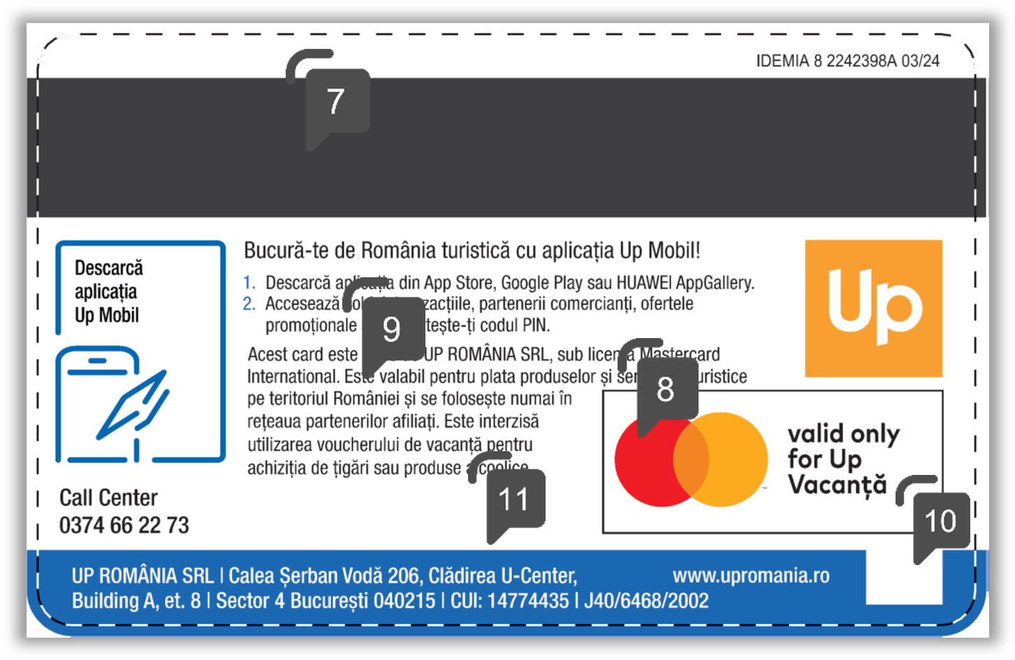 specimen spate elemente securitate card sau voucher vacanta electronic up vacanta