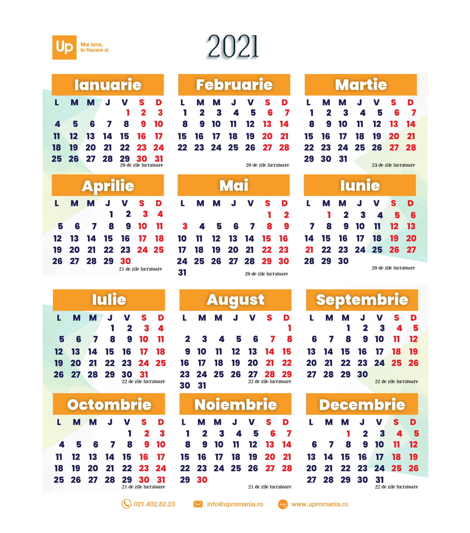Clinic testimony Go mad Calendar Zile Lucratoare 2022 | Up Romania